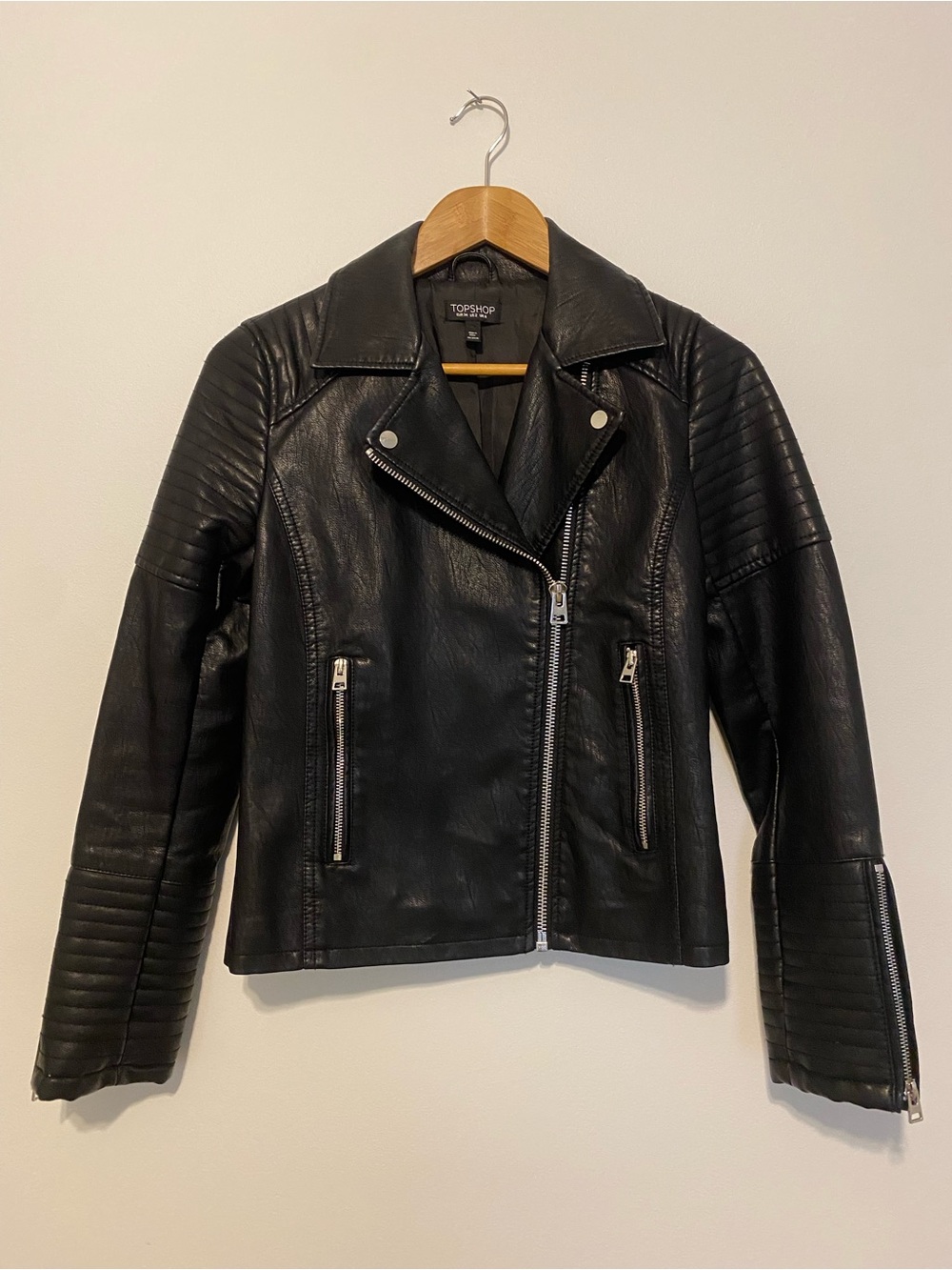 Topshop Black Faux Leather Moto Jacket